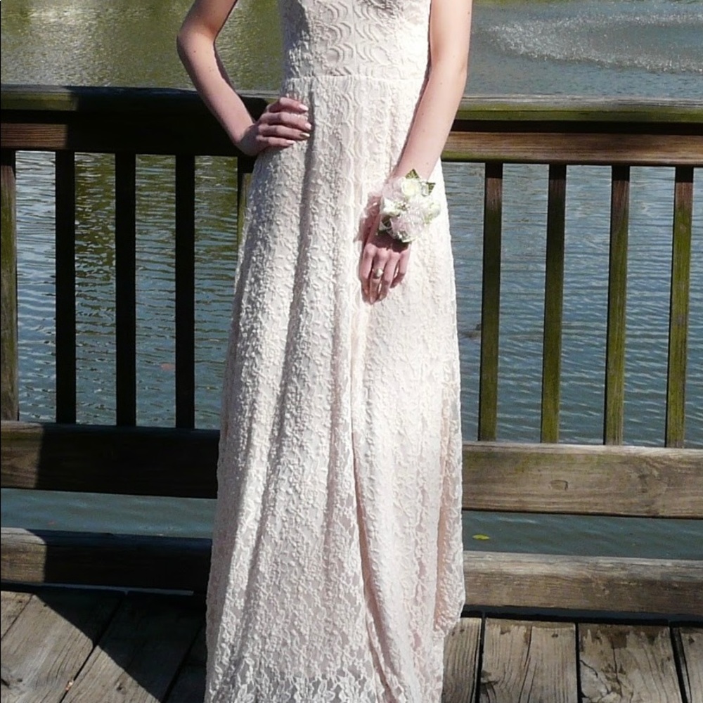 Pink Lace Formal Dress